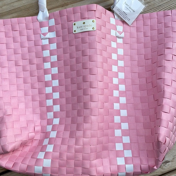 NWT- Kate Spade Pink Woven Tote - Picture 6 of 12